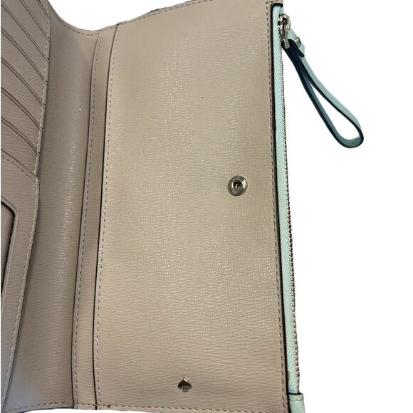 Kate Spade Spencer Continental Wristlet/Wallet Frosted Spearmint Snap Closure - Picture 6 of 8